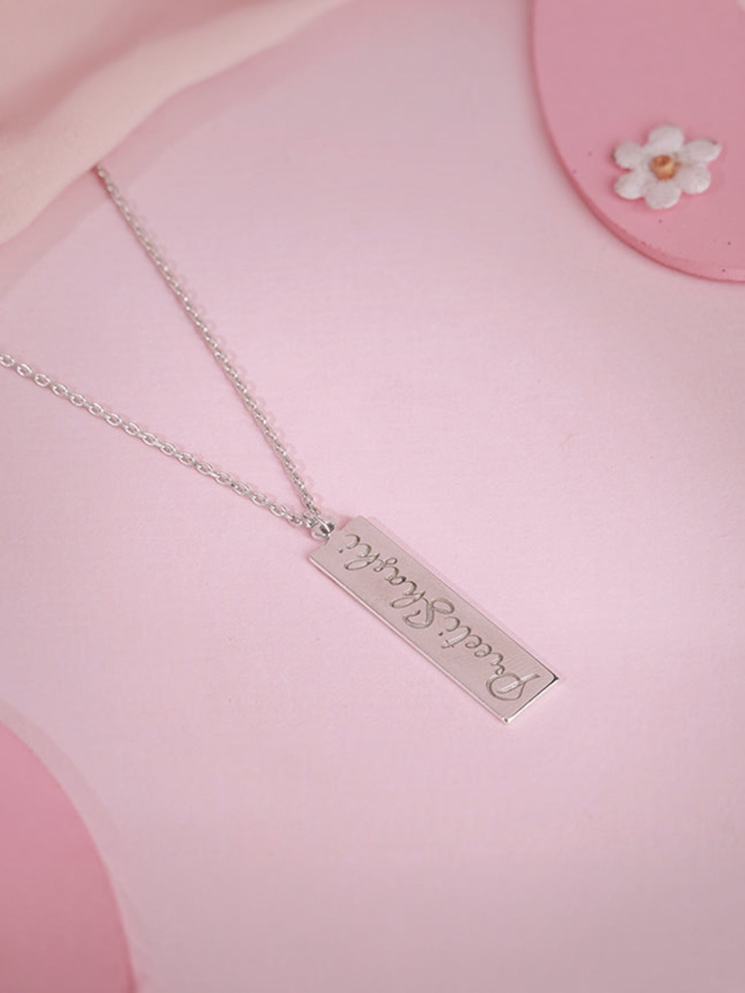 Silver Personalised Two-Name Bar Pendant