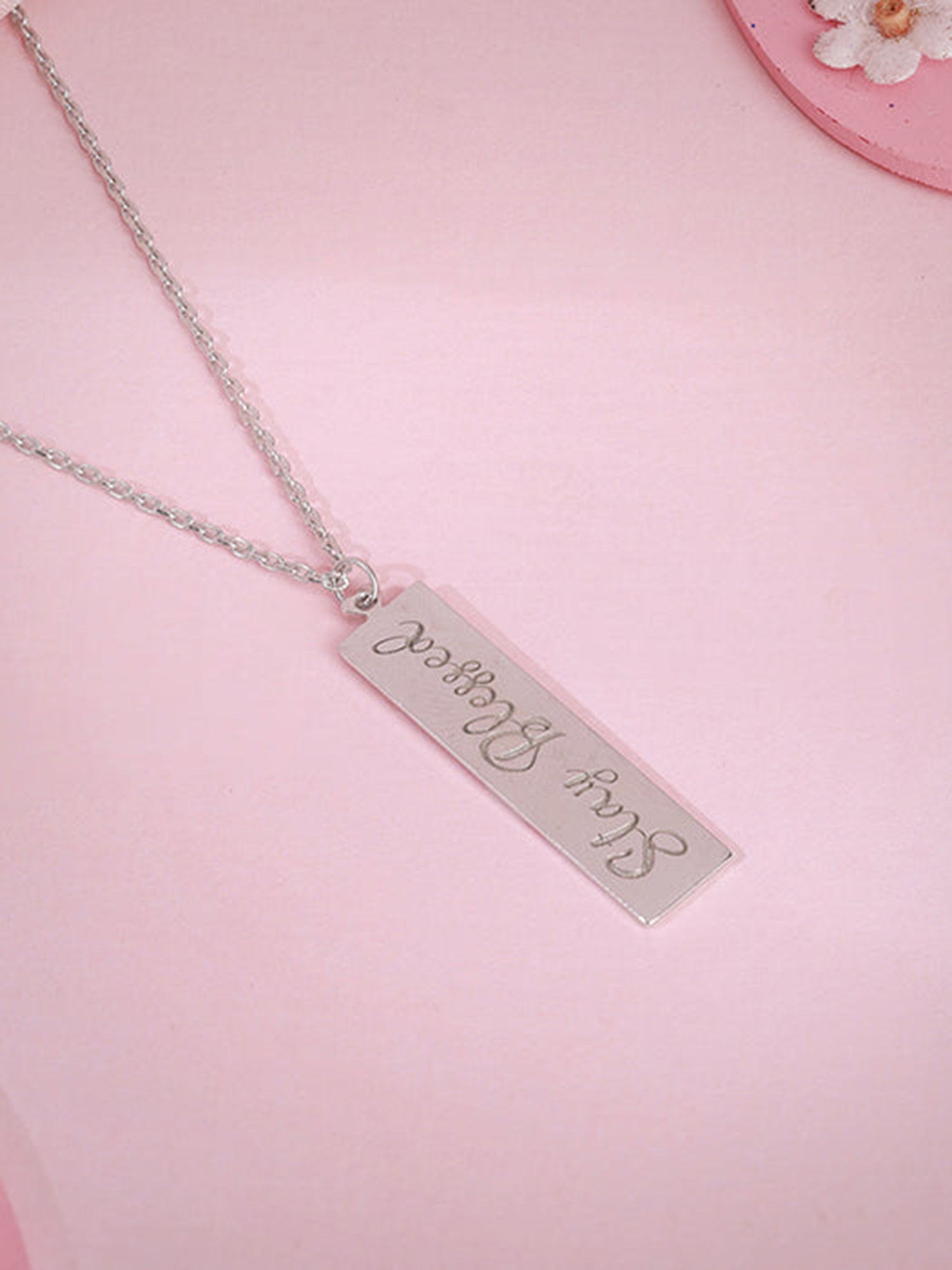 Silver Personalised Two-Name Bar Pendant