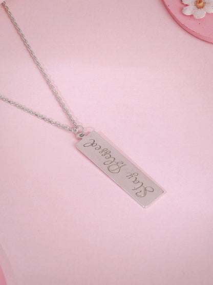 Silver Personalised Two-Name Bar Pendant