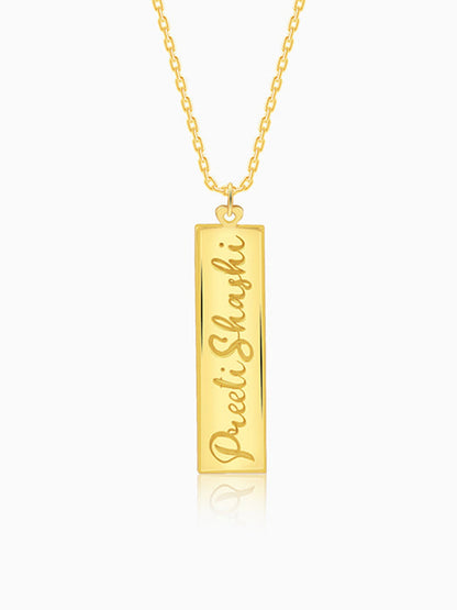 Golden Personalised Two-Name Bar Pendant