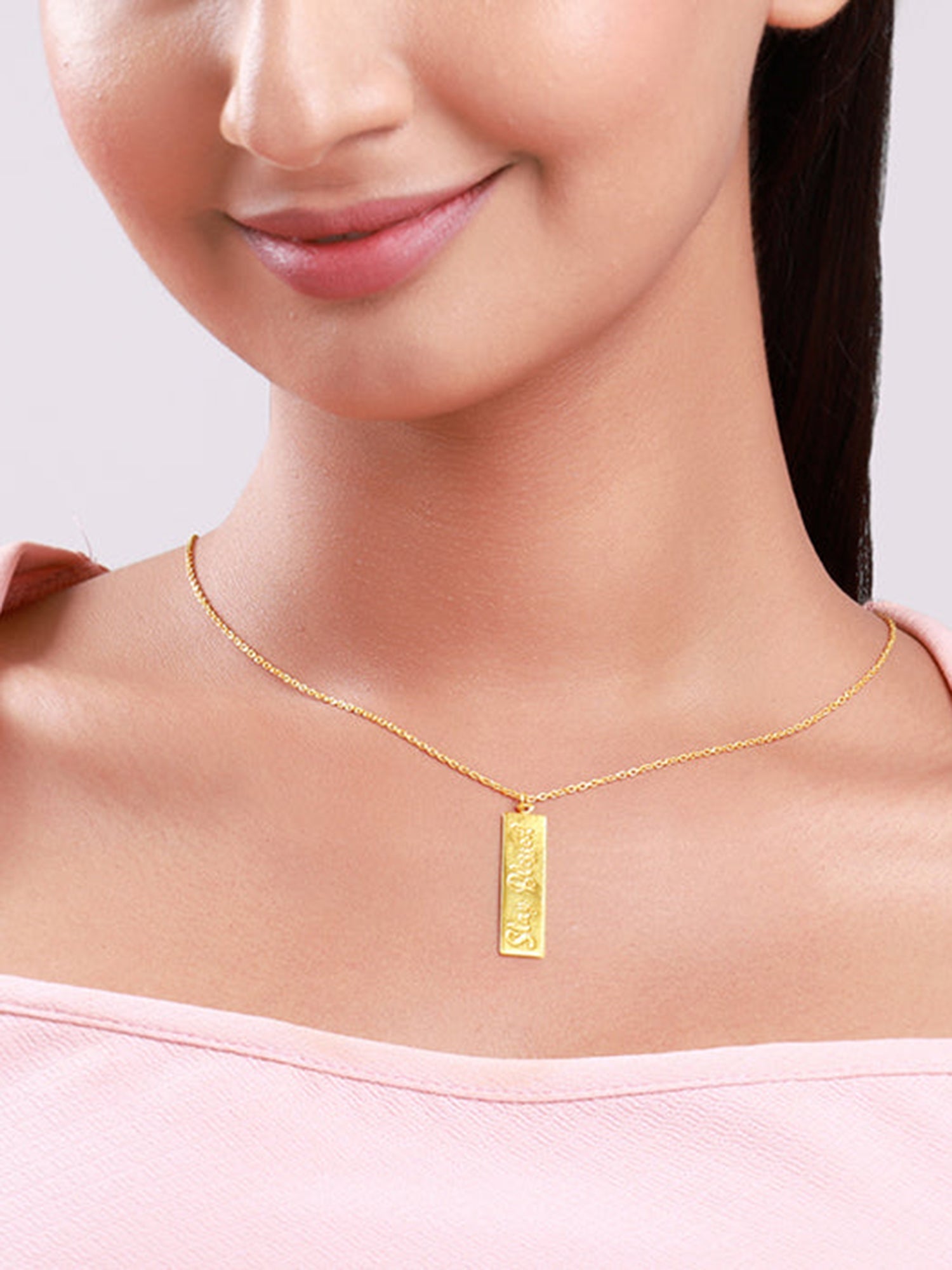 Golden Personalised Two-Name Bar Pendant