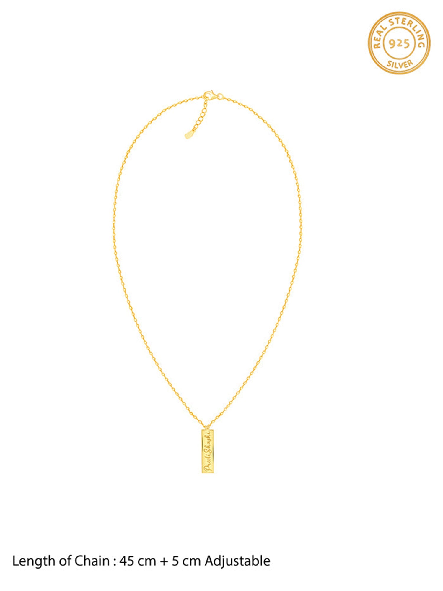 Golden Personalised Two-Name Bar Pendant
