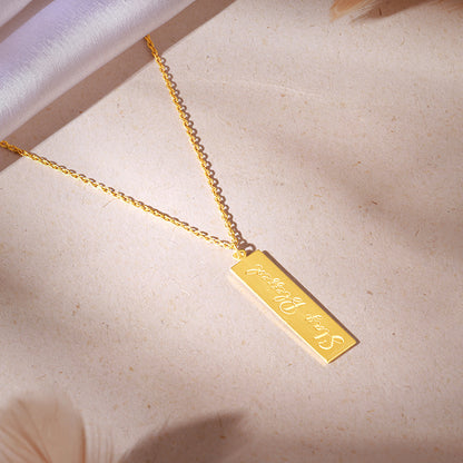 Golden Personalised Two-Name Bar Pendant