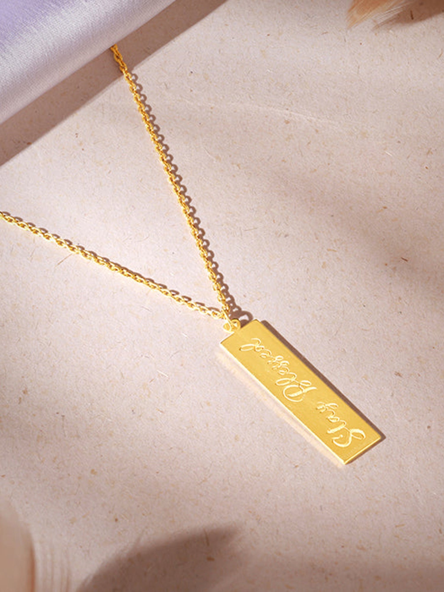 Golden Personalised Two-Name Bar Pendant