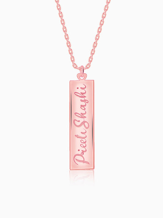 Rose Gold Personalised Two-Name Bar Pendant