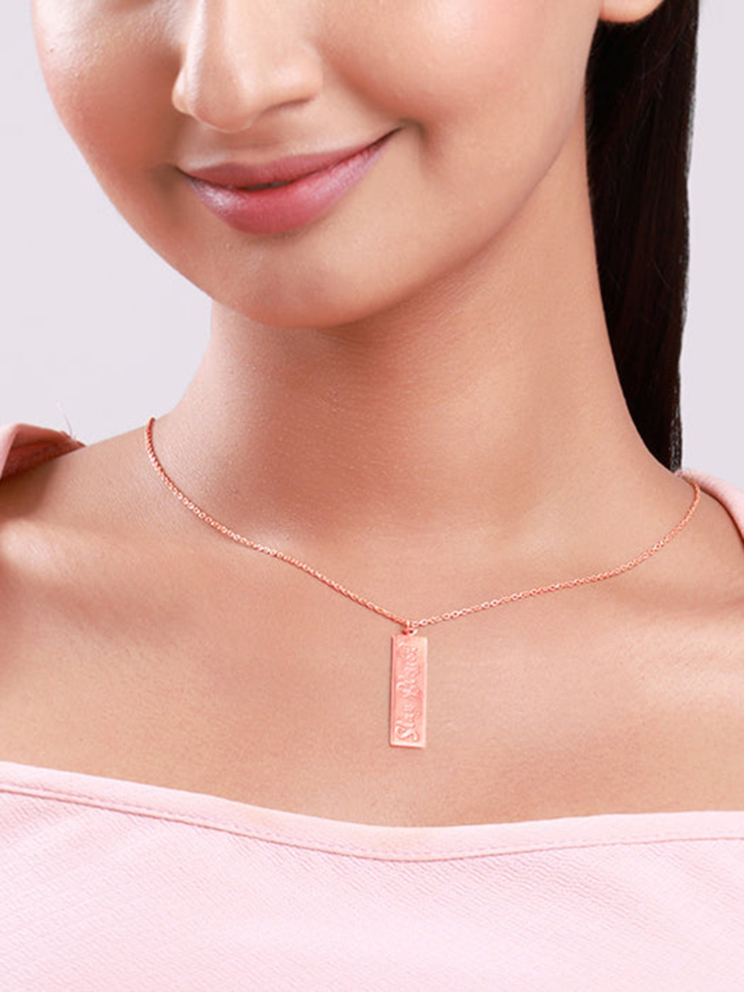 Rose Gold Personalised Two-Name Bar Pendant