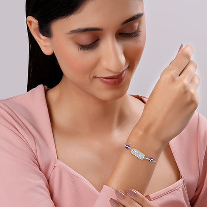 Silver Personalised Evil Eye Name Bracelet