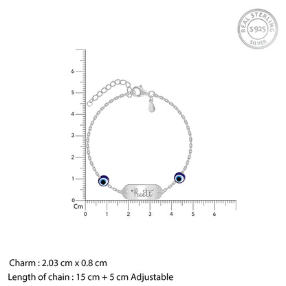 Silver Personalised Evil Eye Name Bracelet