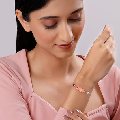 Rose Gold Personalised Evil Eye Name Bracelet