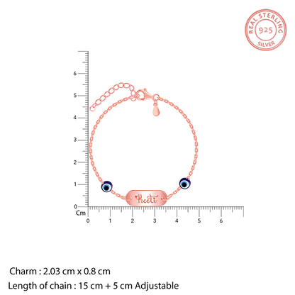 Rose Gold Personalised Evil Eye Name Bracelet