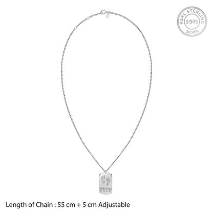 Silver Personalised Baby Foot Print Pendant For Him