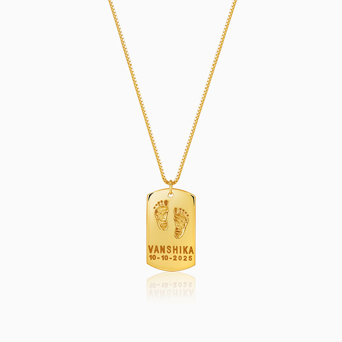 Golden Personalised Baby Foot Print Pendant For Him