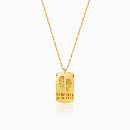 Golden Personalised Baby Foot Print Pendant For Him