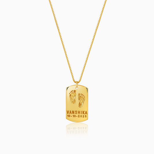 Golden Personalised Baby Foot Print Pendant For Him