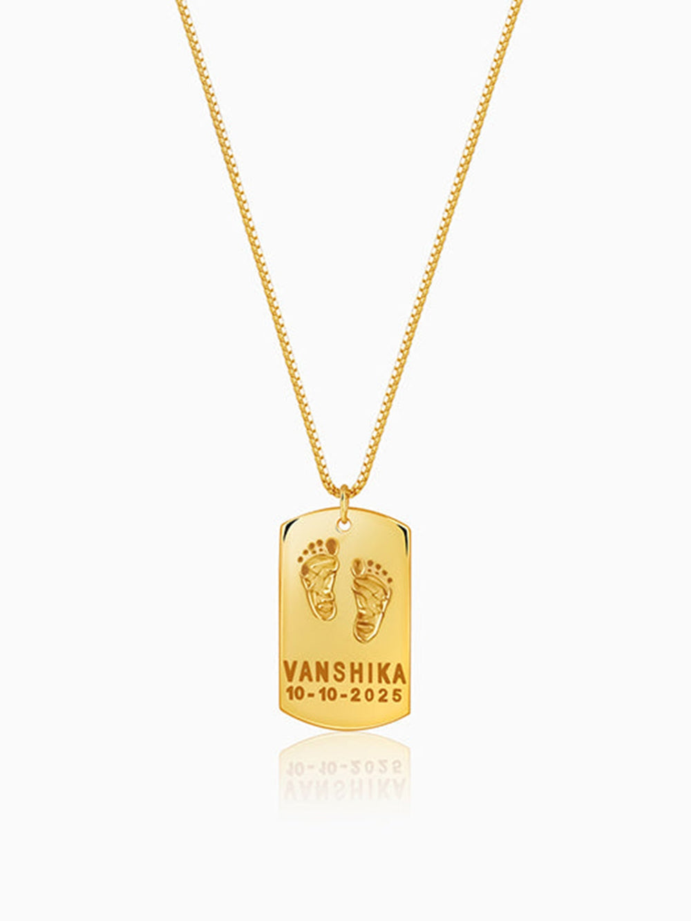 Golden Personalised Baby Foot Print Pendant For Him