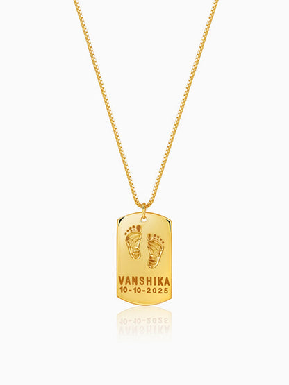 Golden Personalised Baby Foot Print Pendant For Him