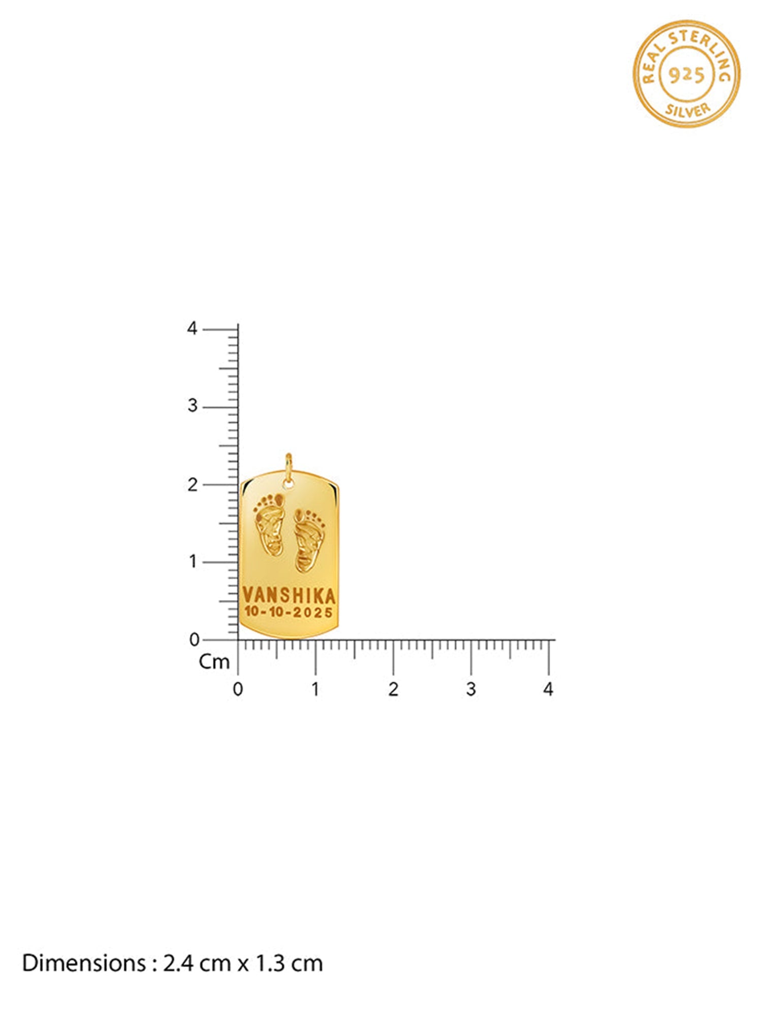 Golden Personalised Baby Foot Print Pendant For Him