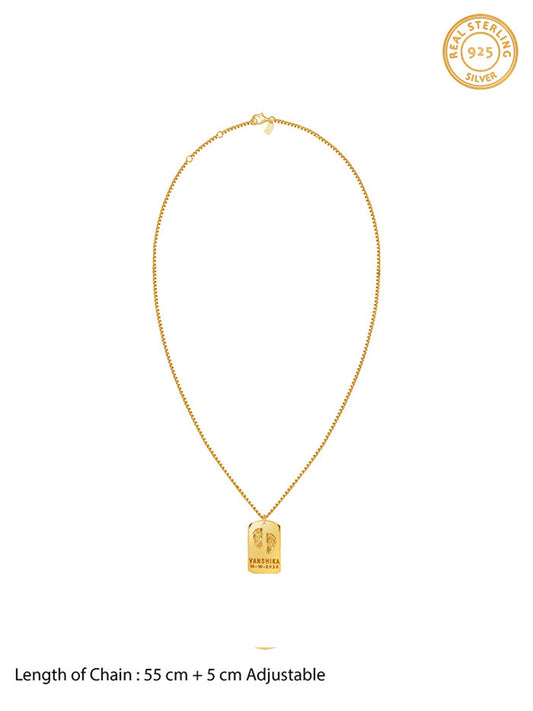 Golden Personalised Baby Foot Print Pendant For Him