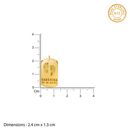 Golden Personalised Baby Foot Print Pendant For Him