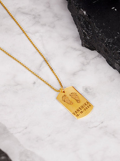 Golden Personalised Baby Foot Print Pendant For Him