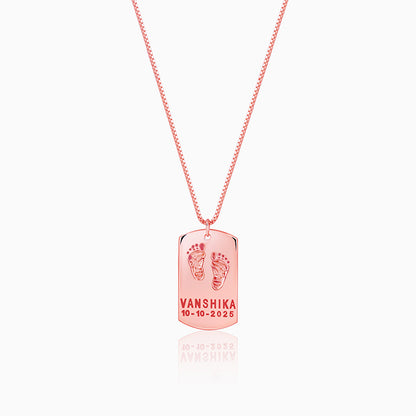 Rose Gold Personalised Baby Foot Print Pendant For Him