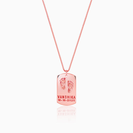Rose Gold Personalised Baby Foot Print Pendant For Him
