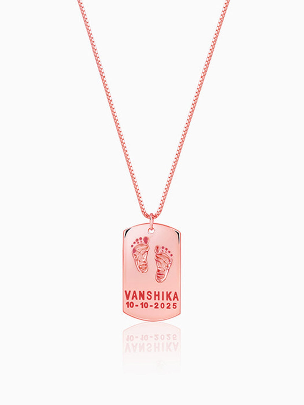 Rose Gold Personalised Baby Foot Print Pendant For Him