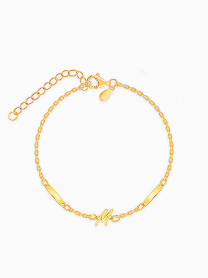 Golden Personalised Letter Charm Bracelet