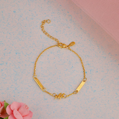 Golden Personalised Letter Charm Bracelet