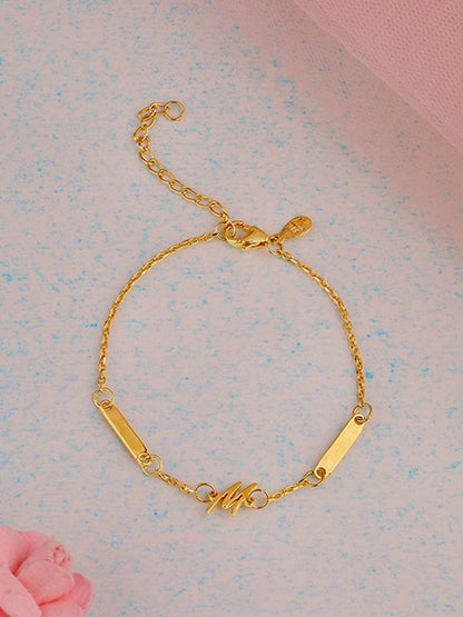 Golden Personalised Letter Charm Bracelet