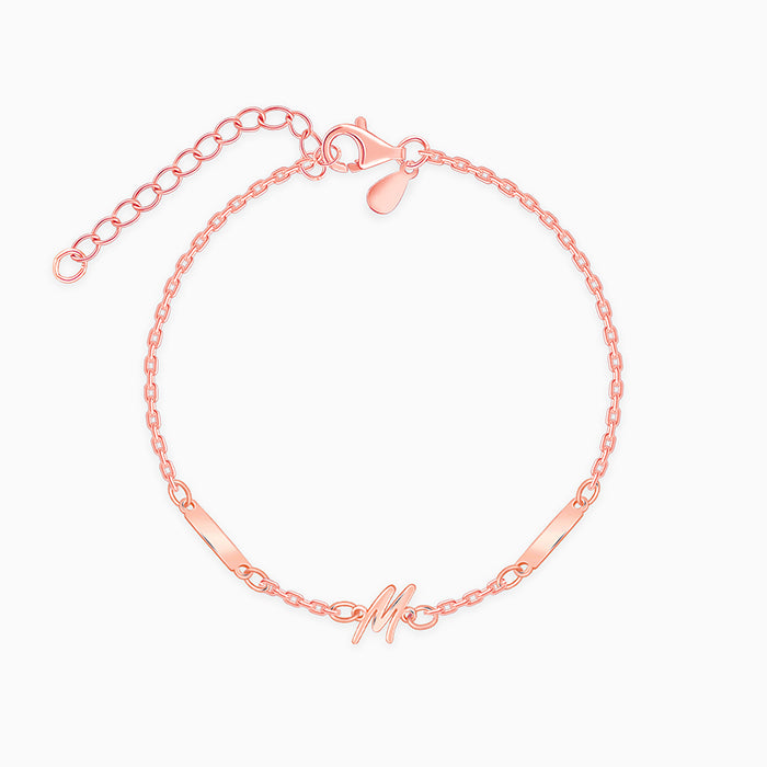 Rose Gold Personalised Letter Charm Bracelet