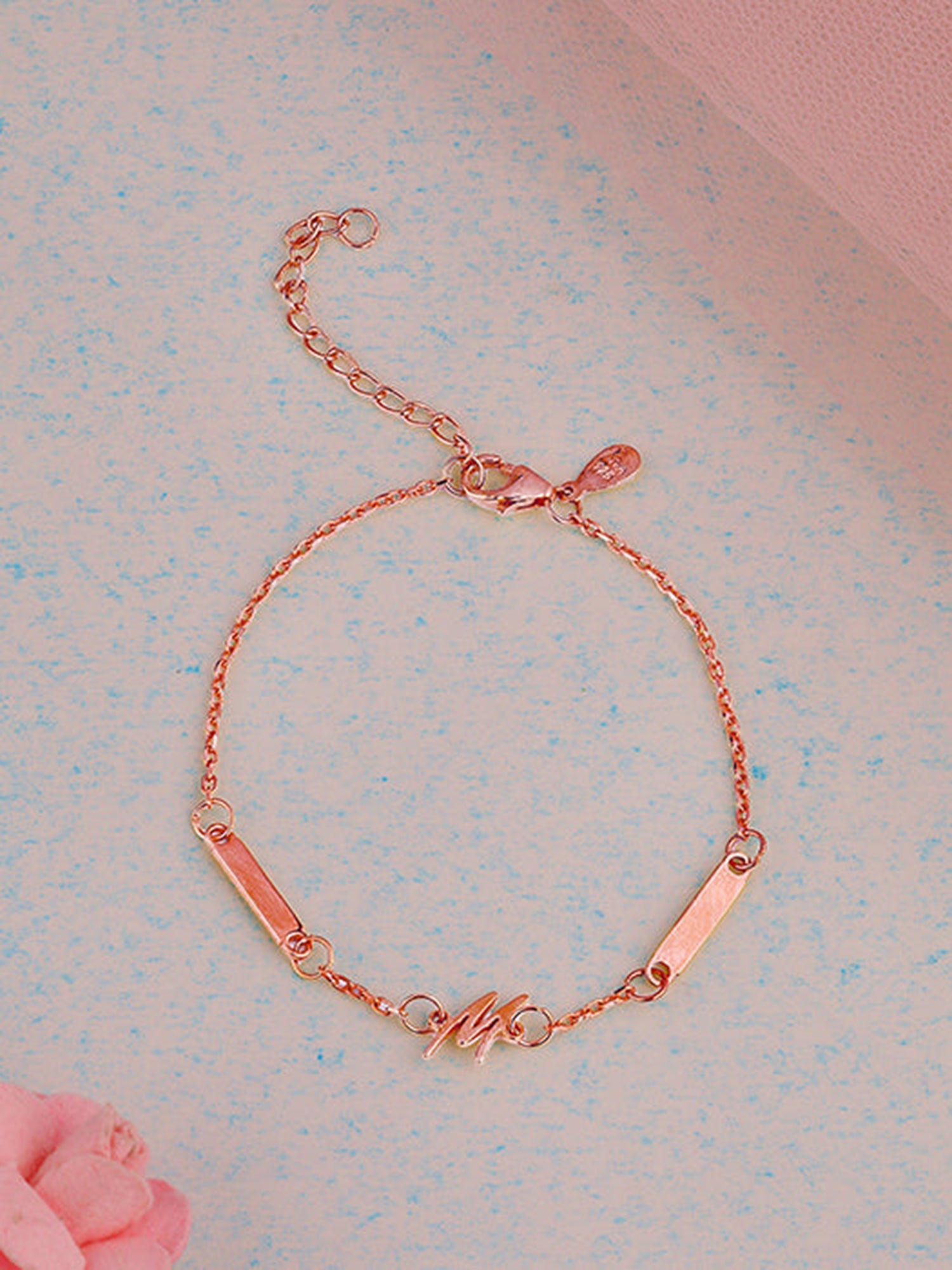Rose Gold Personalised Letter Charm Bracelet