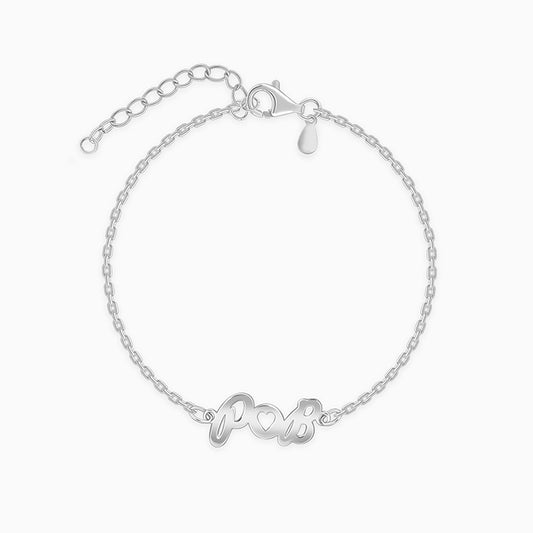 Silver Personalised Heart You Initial Bracelet