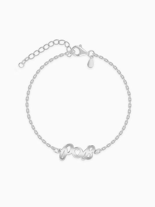 Silver Personalised Heart You Initial Bracelet