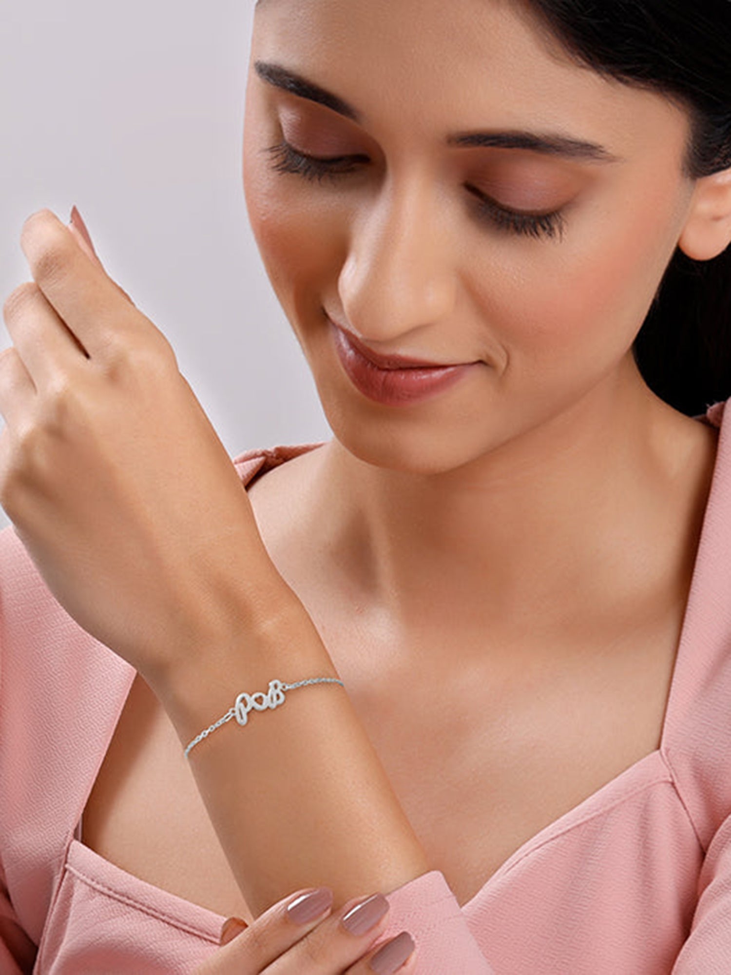 Silver Personalised Heart You Initial Bracelet