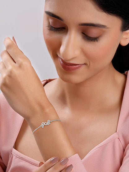 Silver Personalised Heart You Initial Bracelet