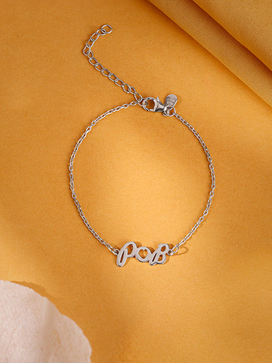 Silver Personalised Heart You Initial Bracelet