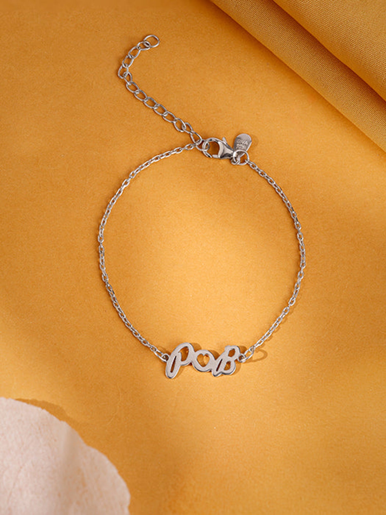 Silver Personalised Heart You Initial Bracelet