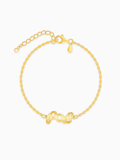 Golden Personalised Heart You Initial Bracelet
