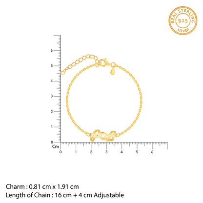 Golden Personalised Heart You Initial Bracelet