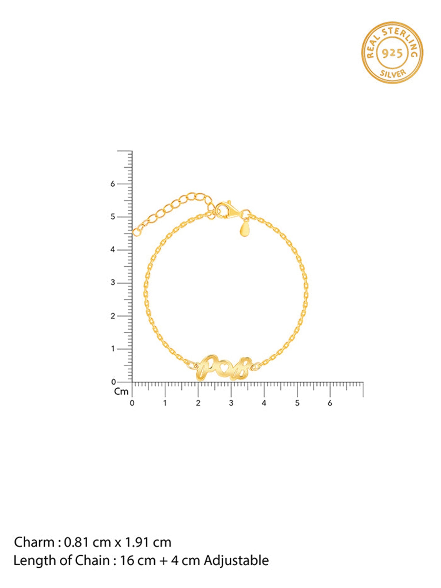 Golden Personalised Heart You Initial Bracelet