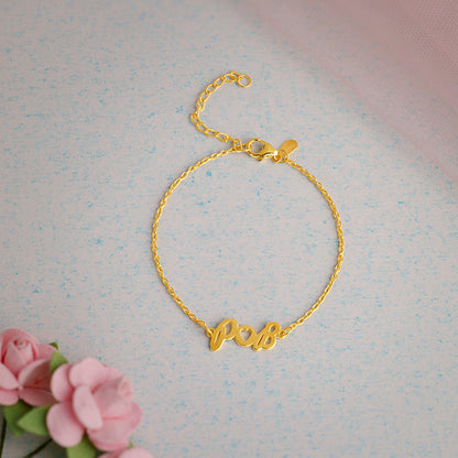 Golden Personalised Heart You Initial Bracelet