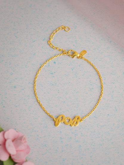 Golden Personalised Heart You Initial Bracelet