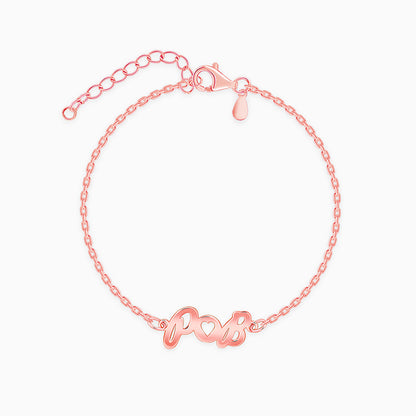 Rose Gold Personalised Heart You Initial Bracelet