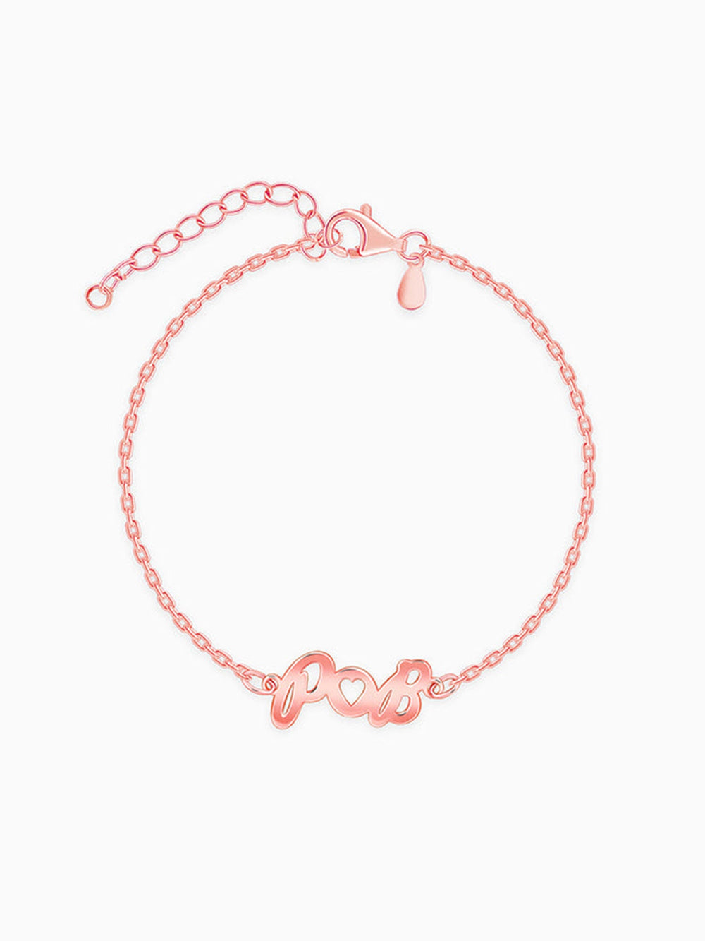 Rose Gold Personalised Heart You Initial Bracelet