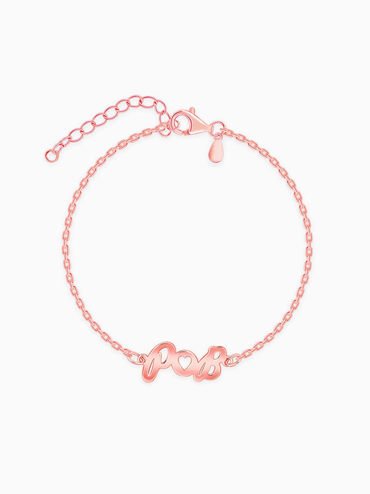 Rose Gold Personalised Heart You Initial Bracelet