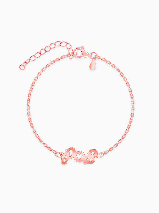 Rose Gold Personalised Heart You Initial Bracelet