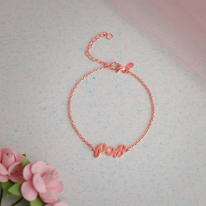 Rose Gold Personalised Heart You Initial Bracelet