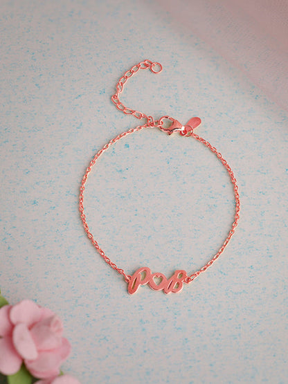 Rose Gold Personalised Heart You Initial Bracelet