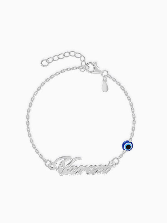 Silver Personalised Classic Evil Eye Bracelet
